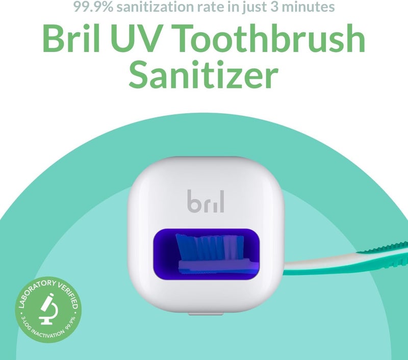 Bril UV-C Toothbrush Sanitizer, Portable Cleaner, Travel Cover, Magnetic Holder, and Rechargeable Case for Any Size Toothbrush, White - Image 2